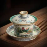 Handmade Ancient Color Painting Fine Ceramic Lidded Bowl