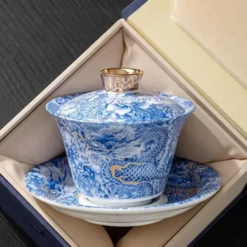 Ceramic Silver Dragon Bowl Tea Cup